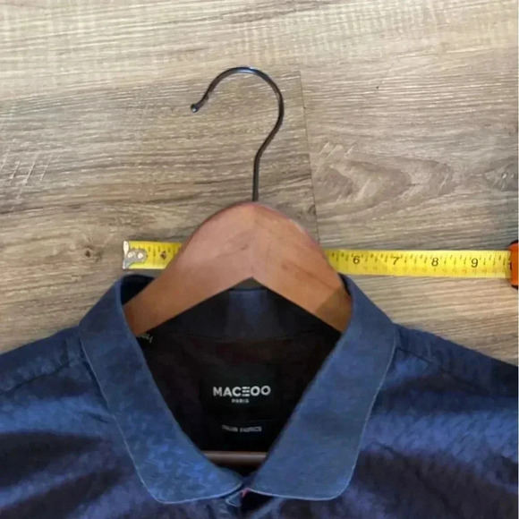 Maceoo Paris Men’s Italian Fabric Dress Shirt 4XL Slim Fit Gradient Long Sleeve - Picture 2 of 11